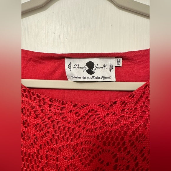 Red Lace Ruffle Dress - Picture 3 of 4